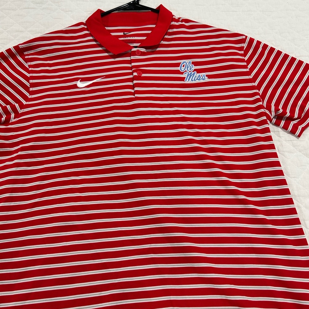 Nike Dryfit Red and White Striped Polo